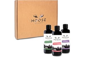 ‎MOOSE OF LAPONIA Moose of Laponia – Saunaaufguss Set mit 3 Flaschen je 100 ml, Düfte "Knospenhauch", Hochlandseele" und "Eulenwald" - veredelte Premium-Saunadüfte made in Germany