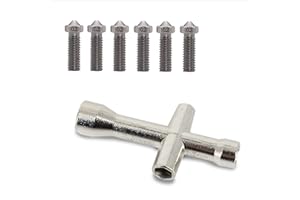 ARTILLERY 3D EXPERT Lot de 6 buses officielles Volcano 0.2mm en Acier inoxydable + clé en croix adaptable 7mm / 5,5mm de diamètre : Kit pour remplacement de buse imprimante 3D FDM