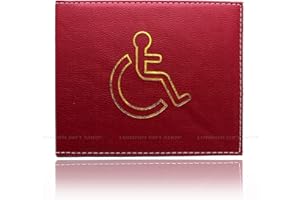 AKH® 100% Leather Disabled Badge Holder Wallet - Blue Badge Timer Holder - Hologram Safe (Red)