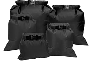 GAGACISO Lot de 5 Sacs Étanches, 1,5/2,5/3,5/4,5/6L Portable Plein Air Dry Bag Pliable Résistant à l'usure Waterproof Sac Sec avec Boucle pour Natation Plongée Surf Canotage Aviron ( Noir)