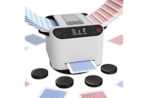 KPAW 2-in-1 Automatic Card Shuffler & Dealer - Support 12 Players, 4 Drawing Remotes, Auto Post-Shuffle Deal, Consecutive/Random Dealing, for Poker, Blackjack, UNO, Phase 10, Five Crowns (White)