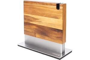 Coninx Bloc à Couteaux Magnétique avec Aiguiseur intégré – Porte-couteaux Aimanté Double Face en Bois d’Acacia – Support universel avec Base Antidérapante pour Plan de Travail de Cuisine