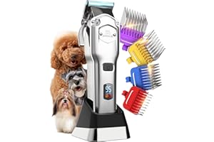 oneisall Tosatrice per cani professionale, senza fili/ricaricabile, con pettini in metallo staccabili, a basso rumore, resistenti, per capelli spessi/ricci/fini/ondulati