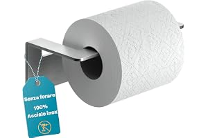 WEISSENSTEIN Self Adhesive Toilet Roll Holder - 3m VHB Industrial Strength - 100% Stainless Steel - Wall Mounted Bathroom Acc