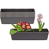 BigDean 6er Set Pflanzkasten inkl. Aufhänger für Europalette - Blumenkübel in Anthrazit - LxBxH ca. 37 x 13,5 x 9,5 cm - Idea