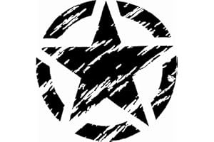 STICK-UP STICKERS Kit Adesivi - 2 Pezzi Stella Militare Vintage fiancata Posteriore - 20x20 cm - Fuoristrada 4X4 Fiancate Cofano Offroad Adesivi Stickers Fiancate AUT Decal (Nero)