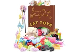 QUOZUO Giochi per Gatti, 32 Pezzi Giocattoli per Gatti Interattivi, Gioco Giocattolo Accessori Gatto Giocattolo per Kitten