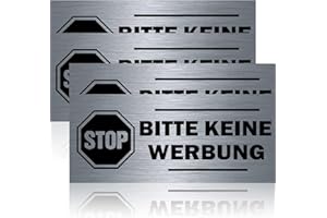 T TAKONE Bitte Keine Werbung Schild, 4 Pcs Briefkastenschild aus v2a Edelstahl, 70 X 30mm Selbstklebend und Rostfrei Keine Werbung Aufkleber für Briefkasten (4 PCS)