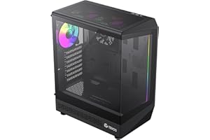 TEROS 13121G Caja PC Gaming ATX Caja Negra Torre Gaming pc de hasta 5 Ventiladores Frontal ARGB, compacta