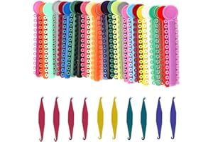 JBLJDWD 2080 Orthodontic Elastic Bands, Braces Teeth, Braces Bands and 10 Placement Hooks with Mixed Color for Braces Alignment, Durable and Flexible Design for Orthodontic Adjustments
