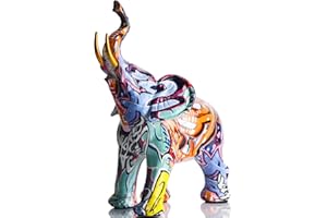 XMGZQ Statua di elefante di arte variopinta scultura da collezione statuetta idea regalo decorazione per la casa desktop decorazione 30 cm grande elefante statuetta decorazione della casa (A)