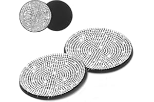 TUKLYE Lot De 2 Dessous De Verre Universels Brillants pour Porte-Gobelet De Voiture, Dessous De Verre AntidéRapants en Silicone avec Strass Brillants (Argent)