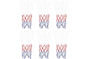 PATIKIL 8 Lazos 12" Dia. Mini Baloncesto Red Reemplazo, 6 Paquete PP Baloncesto Aro Red Borde Redes Resistentes para Interior Exterior, Blanco Rojo Azul