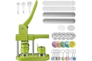 Máquina de Insignias de 25+32+58 mm, 300 Juegos de Insignias de Plástico, VIHBRAI con 10 Abridores de Botellas, 10 Juegos de Llaveros, Moldes y Cortador de Papel Redondo (Verde)