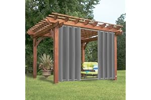 ‎NICEME NICEME Outdoor Vorhang Wetterfest mit Ösen Oben und Unten, wasserdichte B213XH213cm 1 Stück Blickdicht Outdoor Gardine für Garten Terrasse Pavillon Veranda Balkon grau