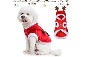 JIASHA Hundekostüme Weihnachten, Elchkostüm für Hunde und Katzen -Warm/Einfaches An Ausziehen- Haustier Weihnachtskostüm, Hund Katze Hoodie Weihnachts, für Kleine Katzen Hunde Party(L)