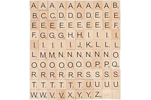 RUOXIXI 100 Pezzi Lettere di Legno dalla A alla Z, Lettere Decorative, Lettere Piastrelle per Cruciverba Gioco lettere di Legno di Ricambio, Artigianato Artistico Fai-da-te (20 * 18 * 4 mm)