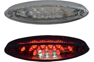 Alchemy Parts Motorbike LED Stop Tail Brake Rear Light Universal for Custom Motorcycle with Licence Number Plate Cut-out E-Marked Clear Lens