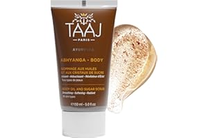 TAAJ | Gommage aux Huiles & aux Cristaux de Sucre - ABHYANGA | Nettoyage & Gommage | Exfoliation Douce | Lissant, Adoucissant, Révélateur d’Éclat | Peau plus Lisse, Douce & Soyeuse | 150 ml