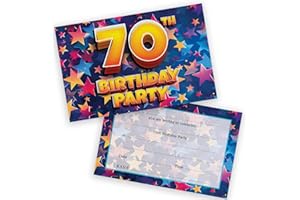 STUFF4 70th Birthday Party Invitations Men Women - Celebration Stars 36 Pack - Adults Birthday Invitations for Friends Family A6 Party Invites Invitation Cards with Folding Envelopes