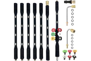 GRESONIC 10 Pcs Rallonge pour nettoyeur haute pression avec adaptateur Karcher Compatible pour Karcher K Series K2 K3 K4 K5 K6 K7, 4000PSI Outils de nettoyage de gouttière Rallonge Lance,1/4 Inch Quick Connect