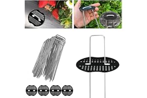 BoloShine 100 Grapas para Jardin, 4x15 cm Forma De U Resistente Al óxido Piquetas Camping Galvanizado Clavijas de Malla Antihierbas con 20 Arandelas para Asegurar Tela Malezas, Césped Artificial