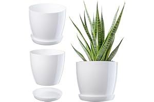 ‎KADAX KADAX Blumentopf, Pflanzkübel mit Untersetzer, runder Blumenkübel für Innen, eleganter Pflanztopf aus Kunststoff, Übertopf für Blumen, Pflanzen, Haus, leichtes Pflanzgefäß (Ø 18 cm, Weiß)