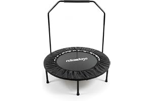 Relaxdays studsmatta med stödstång, Ø 102 cm, val av färg | Hopfällbar minitrampolin för upp till 120 kg, träningstrampolin för inomhusbruk