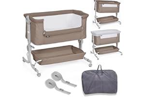 ms BabyWorld – Minicuna Colecho Comfy – Regulable multialturas y reclinable | Colchón Incluido | Mosquitera de Serie | Seguridad y Confort para bebé