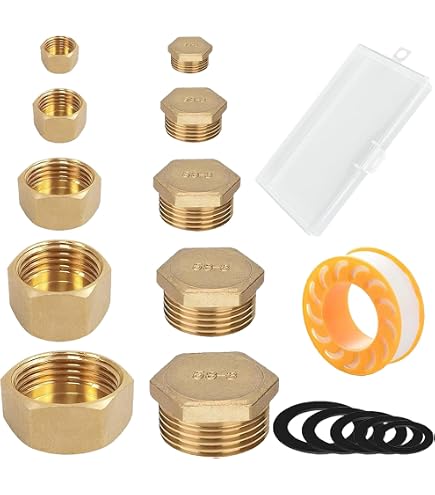 Lot De 10 Bouchons Laiton Brut 1/8 à 3/4 Pouces - Pour Plomberie, Robinets, Conduites Gaz