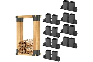 NAIZY Holzstapelhilfe Stabile Stapelhilfe für Brennholz 8er Set Holzstapelhalter für Kaminholz Kaminholzregal Brennholzregal Gestell Holz für Innen und Außen, Schwarz