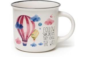 Legami - Cup Puccino, Tazza in Porcellana New Bone China, Tema Air Ballon, Take a Break Collection, Capacità 350 ml, Lavabile in Lavastoviglie, Utilizzabile in Microonde