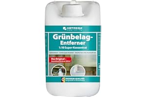HOTREGA Grünbelagentferner 1:10 Super-Konzentrat 5 Liter | Entfernt Algen & Grünbeläge von Stein, Holz, Kunststoff und Keramik | Säure- und chlorfrei