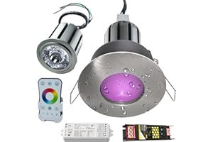 Planetitaly KIT SMART cromoterapia box doccia faretto RGB luce incasso IP65 24V lampada LED 12W centralina WiFi controllo vocale alimentatore RGBW 4000K luce naturale (Silver spazzoalto, KIT 1 pz)