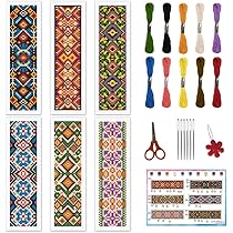 INFUNLY 6 stuks boeken kruissteek bladwijzer kit voor beginners