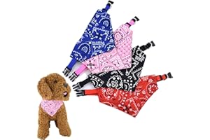 LEFSDVF 4 pieces of dog scarf, Boho dog scarf, scarf dog tie tie pet triangle scarf, washable adjustable turban, turban set for small and medium sized dogs, bib, neck scarf