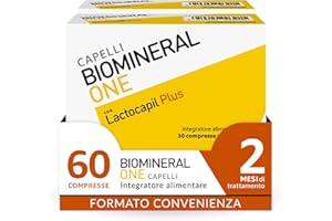 Biomineral One Capelli Più Forti, Valuminosi e Spessi, 60 Compresse, Integratore per Capelli a Base di Lactocapil Plus con Biotina, Vitamina D, Acido Linoleico e Taurina, 2 Confezioni da 30 Compresse