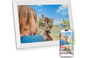 GGUA 10.1 Inch Digital Photo Frame Wifi Built in 32GB Memory, 1280x800 IPS LCD Touchscreen, Auto-Rotate and Audio, Quick and Easy Share Photos or Videos via the Frameo App, the Best Choice for Gifting