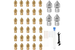 iMetrx MK8 Nozzle 3D Printer Nozzle Cleaning Kit (34Pcs/pack) for Ender 3 nozzle, Ender 3 v2 Nozzle Brass Nozzle0.2mm 0.3mm 0.4mm 0.6mm 0.8mm 1.0mm Stainless Nozzle 0.4mm