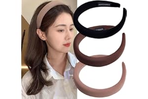 NEWSBIRDS Wide Headbands for Women Soft Head Band for Women Girls Fashion No Slip Headband Hair Accessories (Black Brown Khaki)