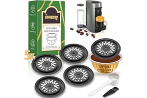 CAPMESSO Coperchio riutilizzabile per capsule di caffè per riutilizzare le cialde di Vertuoline, disco riutilizzabile per capsule Vertuo su tutte le macchine VertuoLine (5 tappi in silicone)