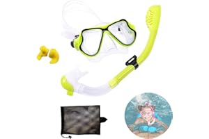AMBOLIO Maschera Sub,Set Snorkeling Bambini,Kit Maschera e Boccaglio Snorkeling,Impermeabile Anti-Appannamento,con Panoramica a 180 Gradi,Sicuro e Resistente Unisex Bambini.