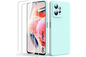 Byvuwiay Funda Compatible con Xiaomi Redmi Note 12 4G (No para 5G), con 2 Piezas Cristal Templado, Carcasa de Líquida TPU Anti-Choque, Carcasa Xiaomi Redmi Note 12 4G, Menta