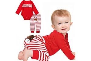 VFY FUTERLY Baby Weihnachtsoutfit Junge Mädchen My First Christmas Outfit Neugeborene Weihnachtenkleidung Baby Weihnachten Outfit Set Weihnachtskostüm Strampler+Hose 3-24 Monate