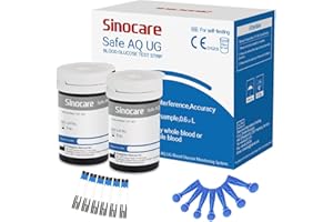Sinocare Tiras Prueba de Glucosa en Sangre 50 x Tiras Reactivas, Solo para Safe AQ UG Monitor Glucosa Sangre y Ácido Úrico
