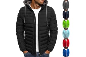 ZWDC Winterjacke Herren Daunenjacke mit Kapuze Warm Jacke Leichte Steppjacke Winter Herren-Jacken Bequeme Kapuzenjacke Casual Jacket Basic Übergangsjacke Outdoor Softshelljacke für Alltag