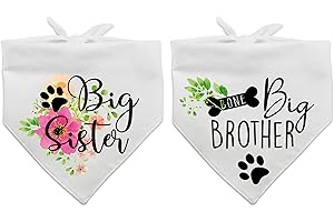 YTNONT Big Sister Brother Pregnancy Announcement Dog Bandana, Gender Reveal Photo Prop, Pet Scarf Accessories,Pet Scarves for Dog Lovers, Pack of 2
