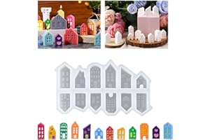 NTWDBY Stampi in silicone per mini case, 12 Pezzi Stampi per Colata a Forma di Casa, Stampo in Silicone per Casa, Stampi in Gesso con Calcestruzzo Creativo, per candele di cera, sapone, gesso