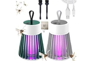 BAINUAI Mozzguard - Mozz Guard Mosquito Zapper, Rechargeable par USB, Buzzbug Lantern, Lampe Anti-moustiques Imperméable pour Camping, Jardins, Intérieur (Vert+Gris)