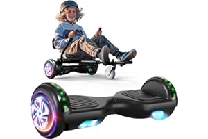 SISIGAD Hoverboard and Kart Bundle, 6.5 inch Self Balancing Scooter with Hoverkart, Hoverboards with LED Lights, Ideal Hover Board for Kids Teenagers Adults